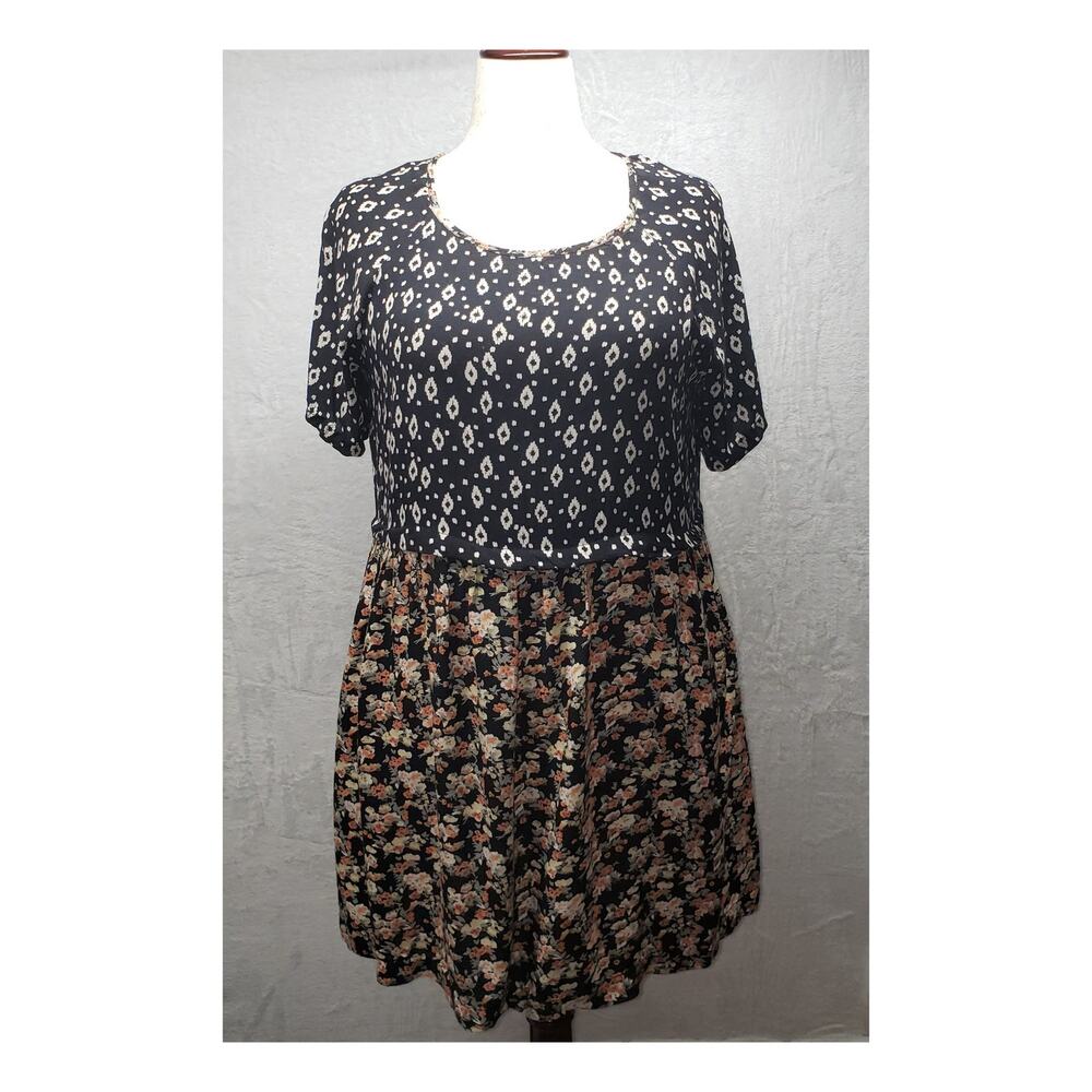 Love 21 Black Floral Dress L Coquette Whimsigoth Cottagecore Dark Floral Y2K